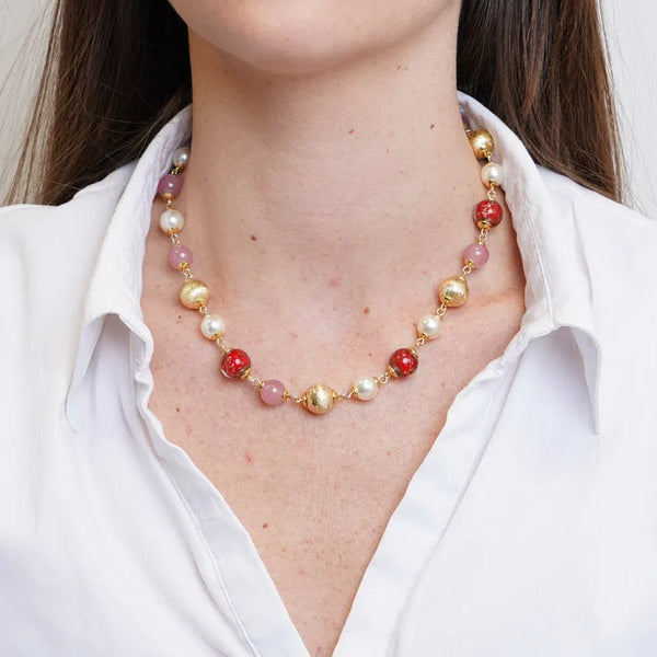 Collana in Metallo con cristalli colorati - BYSIMON gioielli