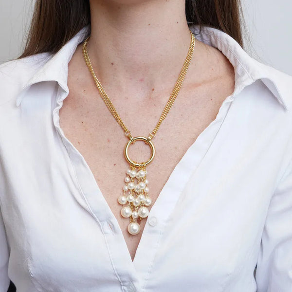 Collana in Metallo cerchio con con perle pendenti AMOVENEZIA - gioiello BySimon