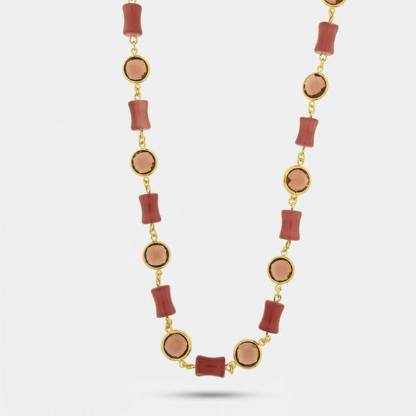 Collana in Metallo con cristalli rossi - BYSIMON gioielli