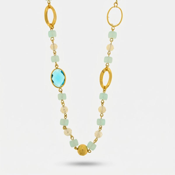 Collana in Metallo con cristalli azzurri - BYSIMON gioielli