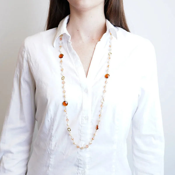 Collana in Metallo con cristalli marroni - BYSIMON gioielli