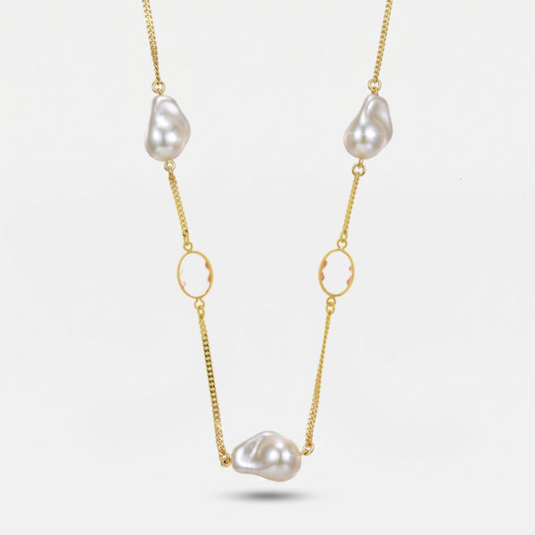 Collana in Metallo con cristalli bianchi e perle - BYSIMON gioielli