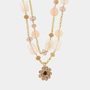 Collana in Metallo multifilo con cristalli rosa ispirati al vetro di Murano e fiore