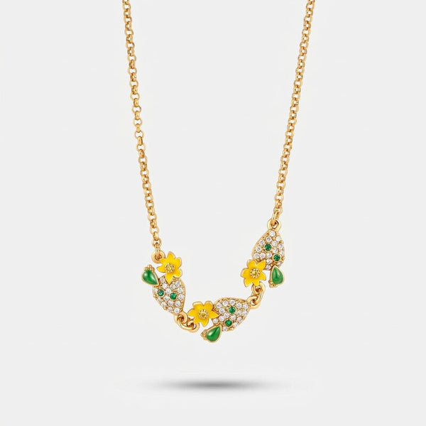 Collana in Metallo con fichi d'india impreziosito da pietre colorati - BYSIMON gioielli