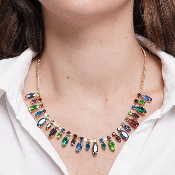 Collana in Metallo cristalli colorati pendenti - BYSIMON gioielli