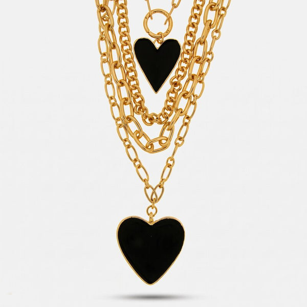 Collana in Metallo multifilo con cuori neri - BYSIMON gioielli