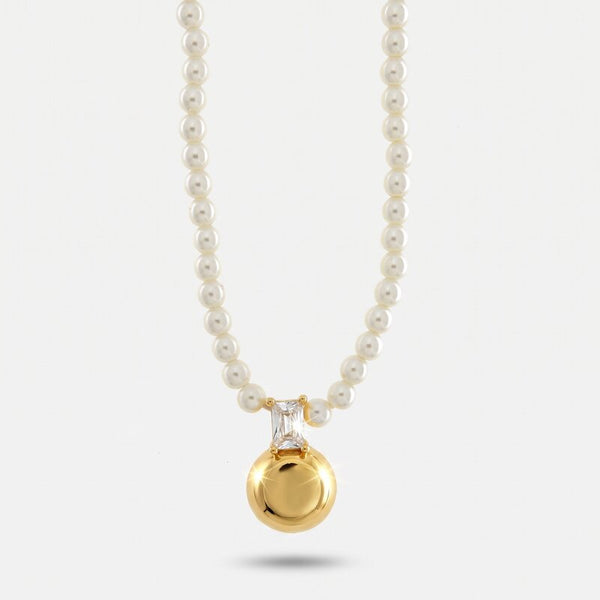 Collana in Metallo con perle e sfera lucida - BYSIMON gioielli