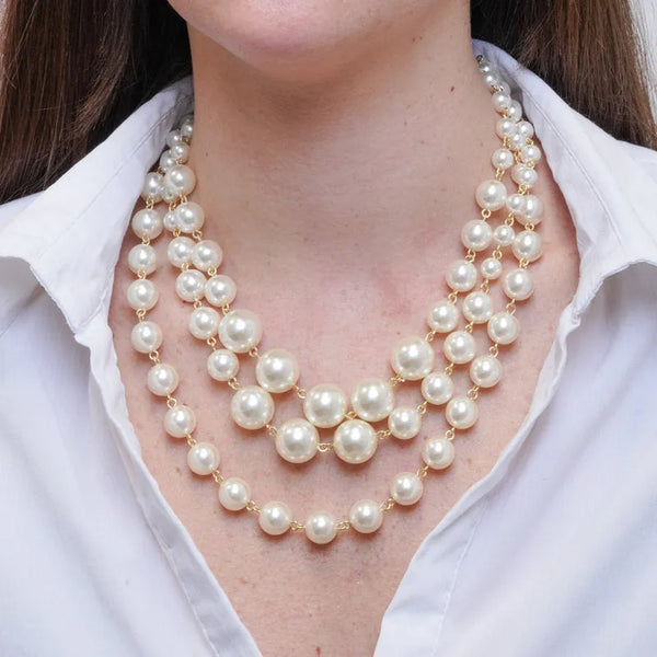 Collana in Metallo multifilo con perle - BYSIMON gioielli