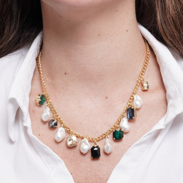 Collana in Metallo perle e cristalli - BYSIMON gioielli