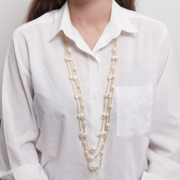 Collana in Metallo multifilo con perle - BYSIMON gioielli