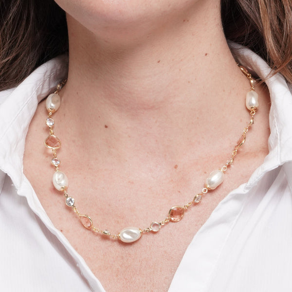 Collana in Metallo perle e cristalli - BYSIMON gioielli