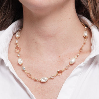 Collana in Metallo perle e cristalli