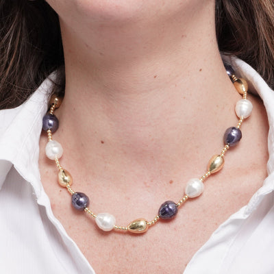 Collana in Metallo perle e cristalli