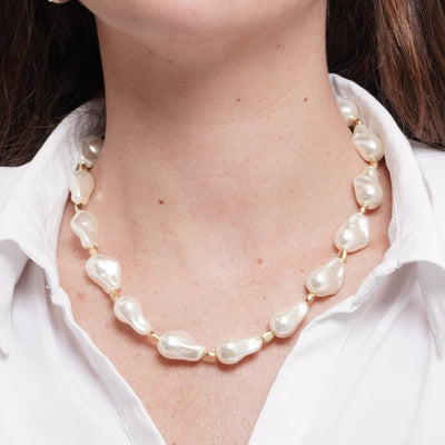Collana in Metallo giro di perle irregolari