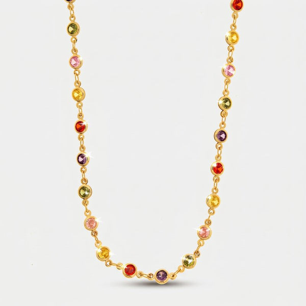 Collana in Metallo giro di cristalli colorati - BYSIMON gioielli