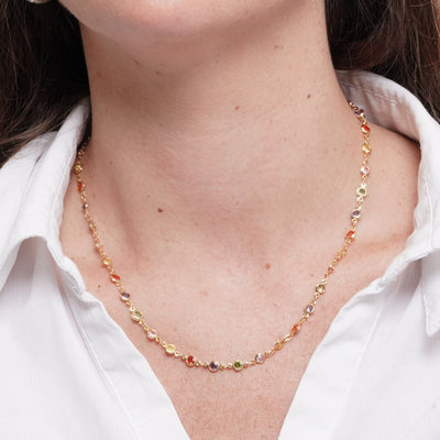 Collana in Metallo giro di cristalli colorati - BYSIMON gioielli