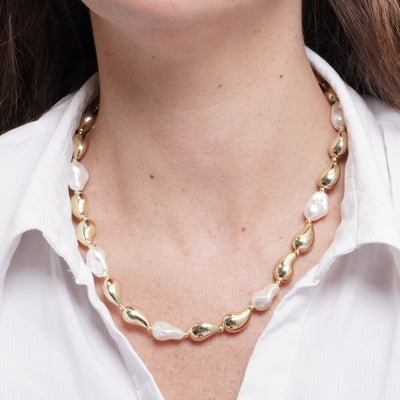 Collana in Metallo perle irregolari e gocce - BYSIMON gioielli