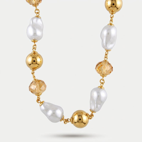 Collana in Metallo giro di perle e cristalli - BYSIMON gioielli