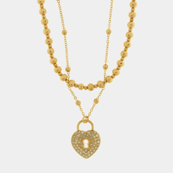 Collana in Metallo multifilo con lucchetto a forma di cuore - BYSIMON gioielli
