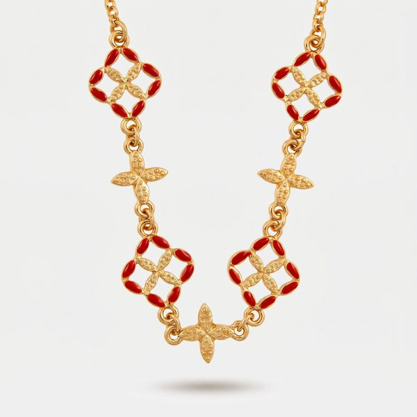 Collana in Metallo maioliche rosse - BYSIMON gioielli
