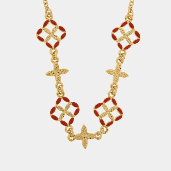 Collana in Metallo maioliche rosse - BYSIMON gioielli