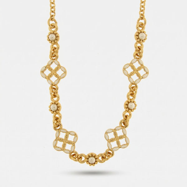 Collana in Metallo maioliche bianche - BYSIMON gioielli