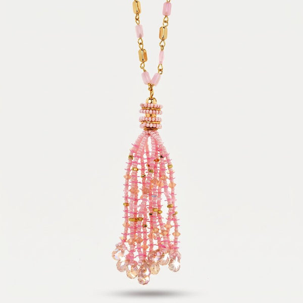 Collana in Metallo lunga donna nappa perline rosa cipria placcato oro AMOVENEZIA - gioiello BySimon