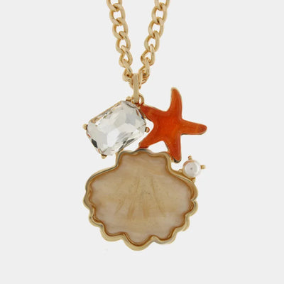 Metal Necklace with Shell and Starfish