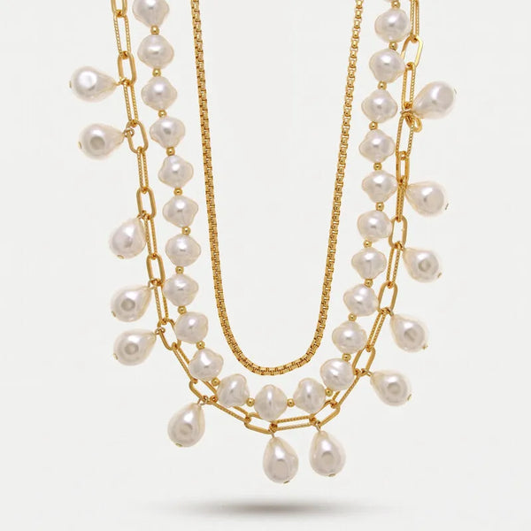 Collana in Metallo multifilo catene e gocce