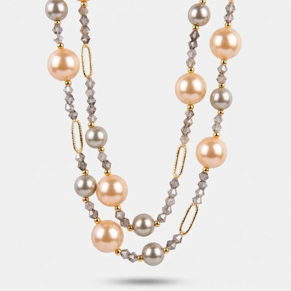 Collana in Metallo multifilo perle e cristalli