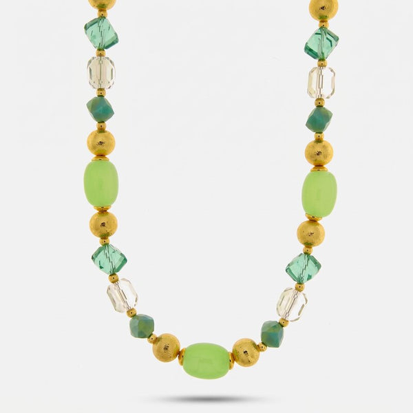 Collana in Metallo cristalli verdi - BYSIMON gioielli