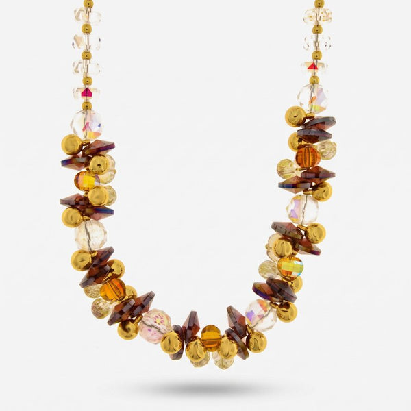 Collana in Metallo giro di cristalli colorati - BYSIMON gioielli