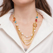 Collana in Metallo multifilo con cristalli colorati - BYSIMON gioielli