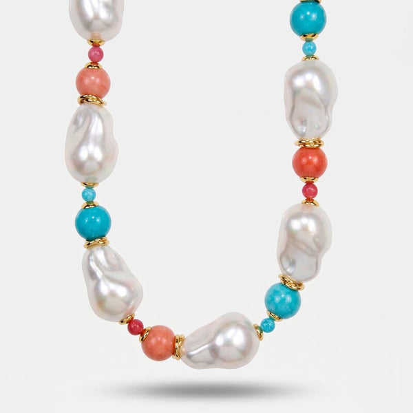 Collana in Metallo giro di perle con sfere colorate - BYSIMON gioielli