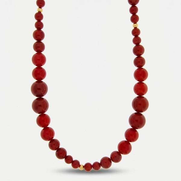 Collana in Metallo lunga sfere rosse - BYSIMON gioielli