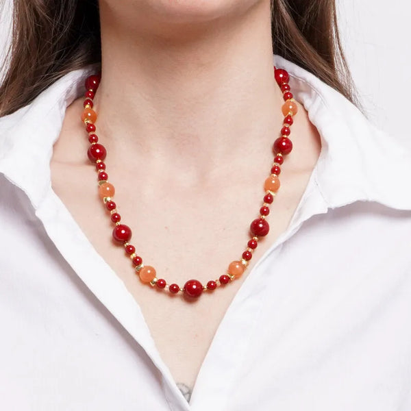 Collana in Metallo sfere rosse e arancio AMOVENEZIA - gioiello BySimon