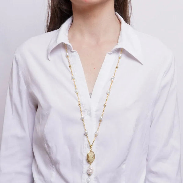 Collana in Metallo perle con cammeo AMOVENEZIA - gioiello BySimon