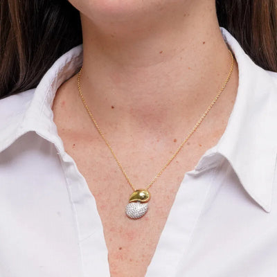 Collana in Metallo Ciondolo dorato pietra grigia donna