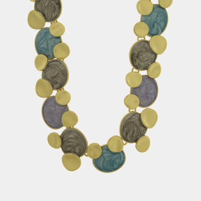 Collana in Metallo smaltata viola, bianco e grigio