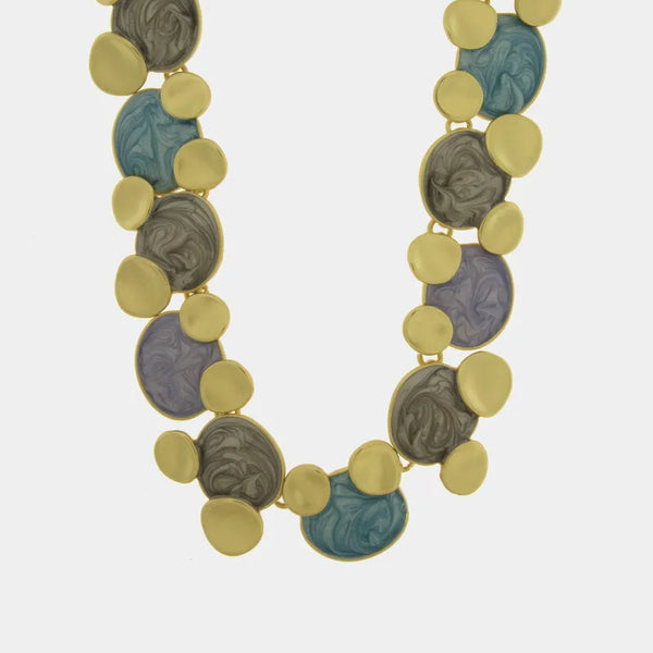 Collana in Metallo smaltata viola, bianco e grigio - BYSIMON gioielli