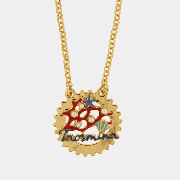 Collana in Metallo con scritta Taormina e Design ispirato ai Fondali Marini - BYSIMON gioielli