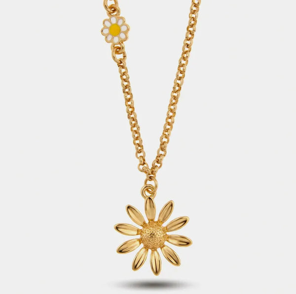Collana in Metallo catena dorata margherita lucida rilievo centrale pendente Capri