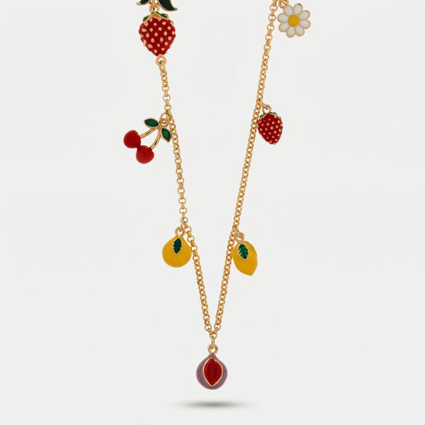 Collana con limoni ciliegie fragole e margherite | gioielleria siciliana | BYSIMON