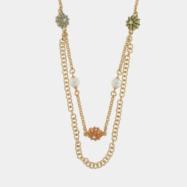 Collana in Metallo multifilo con riccio verde - BYSIMON gioielli