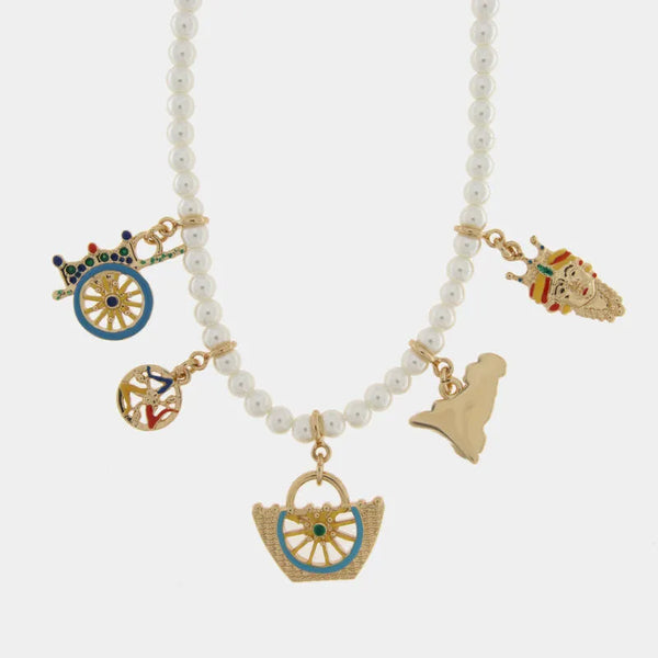 Collana in Metallo con sfere bianche e ciondoli SICILY - gioiello BySimon