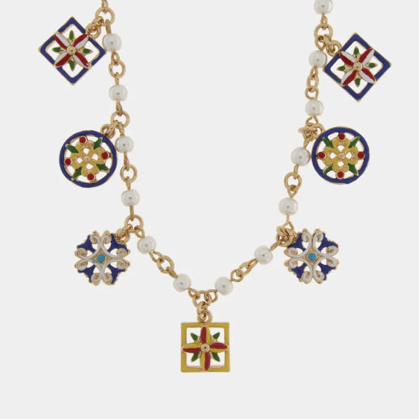 Collana in Metallo pendenti smaltati multicolore - BYSIMON gioielli