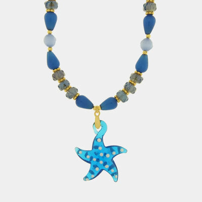 Collana in Metallo con Murano Stone stella marina azzurra e pietre azzurre AMOVENEZIA - gioiello BySimon