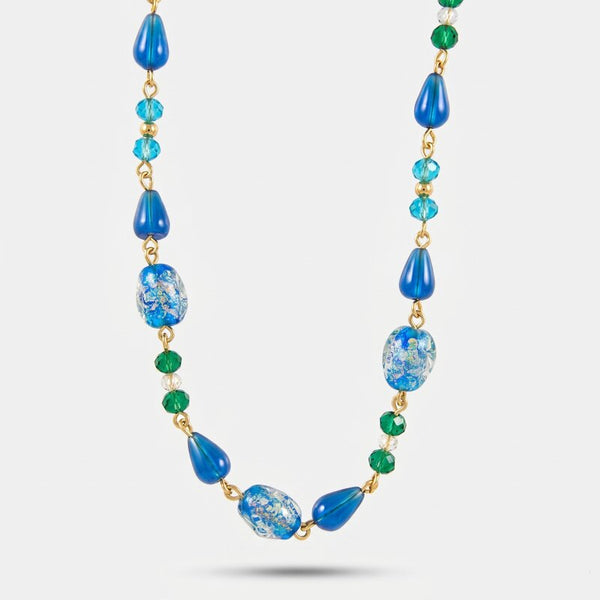 Collana in Metallo con Murano Stone pietre azzurre e turchesi AMOVENEZIA - gioiello BySimon