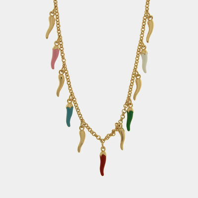 Collana in Metallo con cornetti pendenti colorati