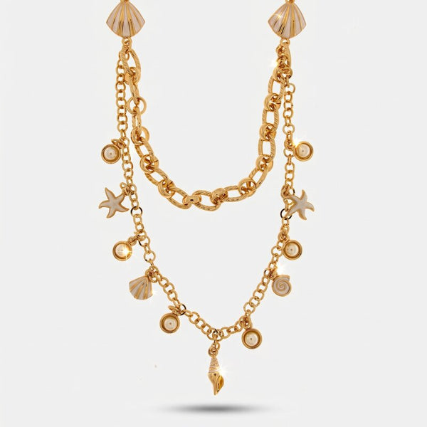 Collana in Metallo doppia, catena e occhielli con simboli marini BYS - gioiello BySimon